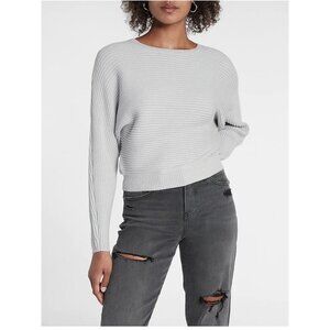 Women’s Size M Ribbed Soft Knit Dolman Sleeves Sweater Stretch Color Grey NWOT